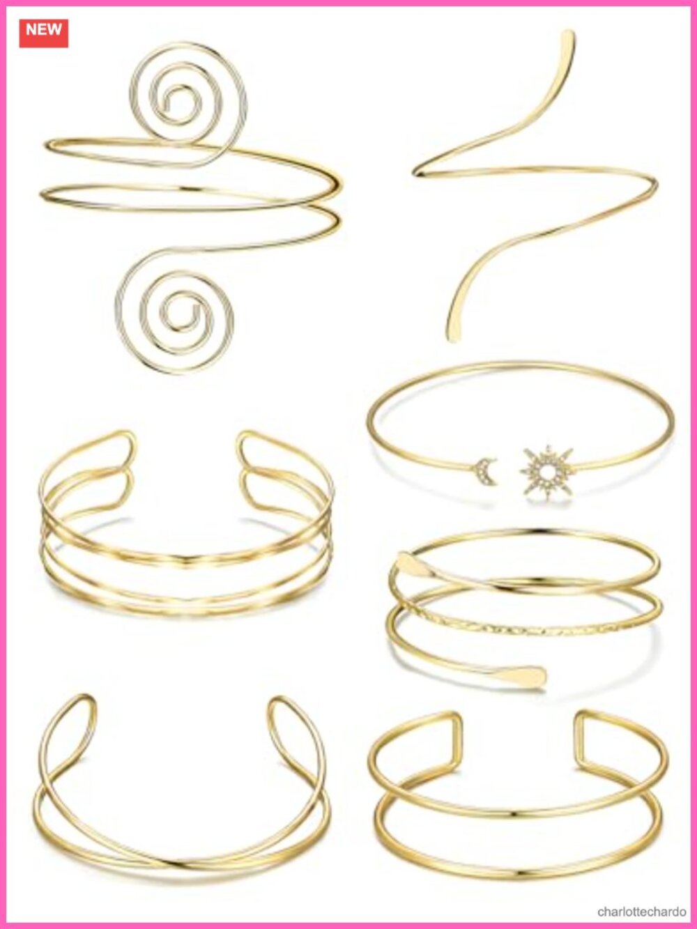 7 Pcs Arm Cuff Jewelry Set Upper Arm Bangle Adjustable for Women